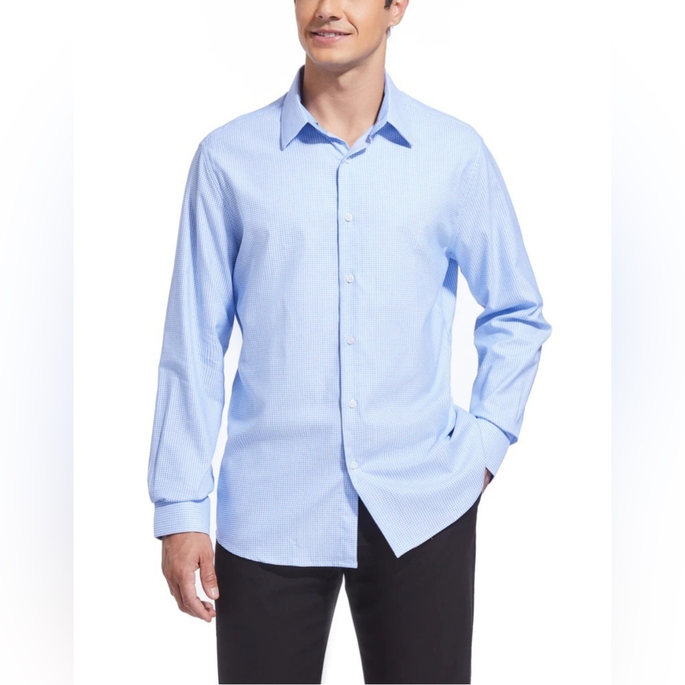 Duchamp Sky Blue Diamond Dotted Dress Shirt for Men.   Size-18.5 Neck  XXL